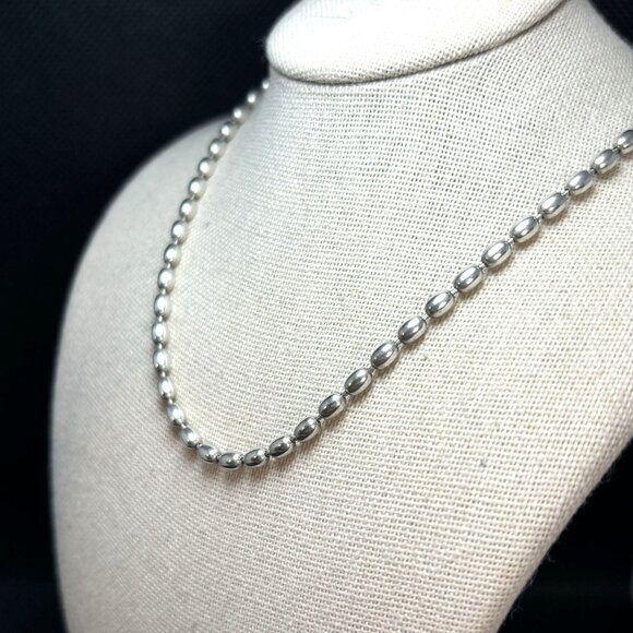Vintage Sterling Silver 925 Oval Ball & Pin Chain Lobster Claw Clasp Size 18'' L - Picture 3 of 8